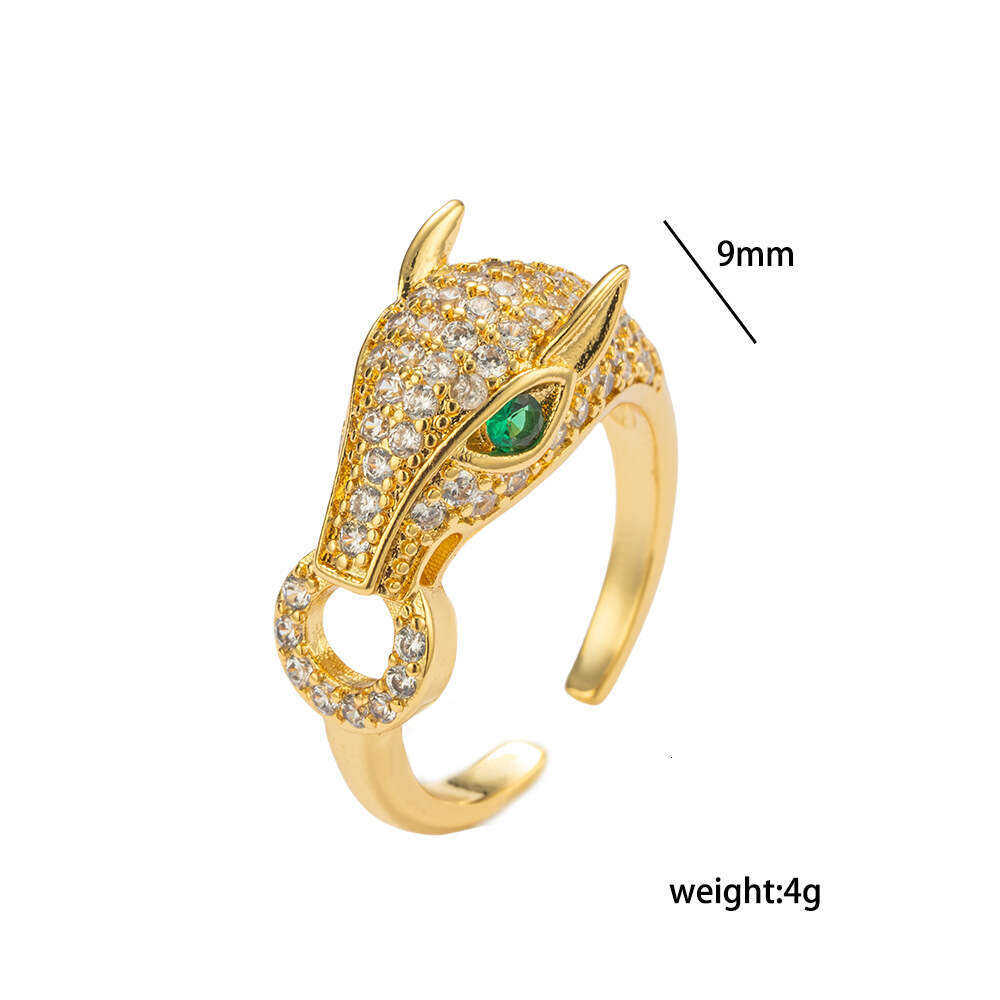 Light Luxury Hip-Hop Leopard Ring Electroplated Zircon Niche Personality Ring For Women