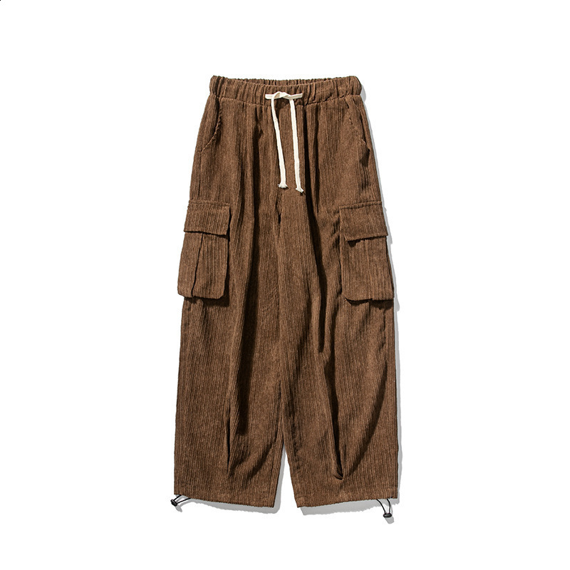 2025 Corduroy Casual Pants for Men Plus Size Straight Loose WideLeg Pants FloorLength Work Pants with Large Pockets 220922