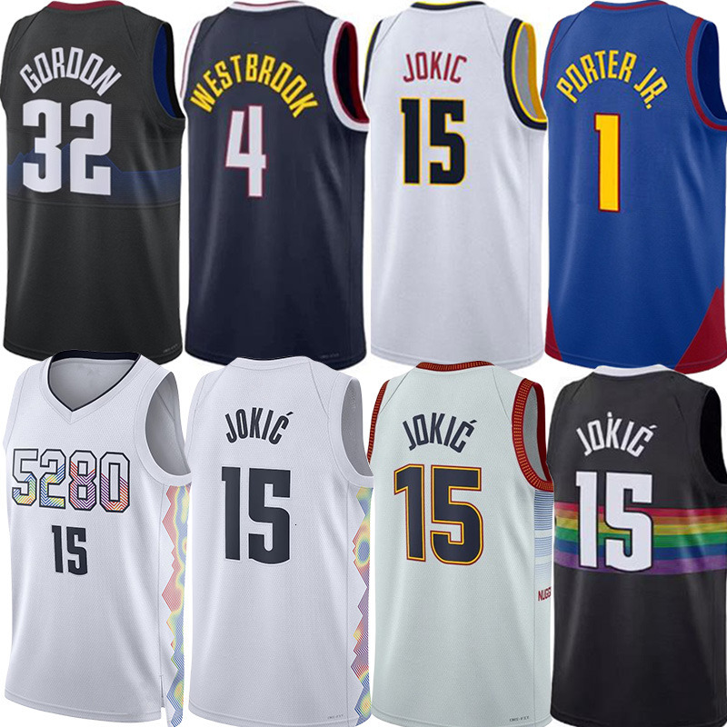 DEN Basketball Jerseys Jokic Nugget Aaron Gordon Jamal Murray Michael Porter jr Russell Westbrook Christian Braun Peyton Watson Dario Saric Custom City Jersey