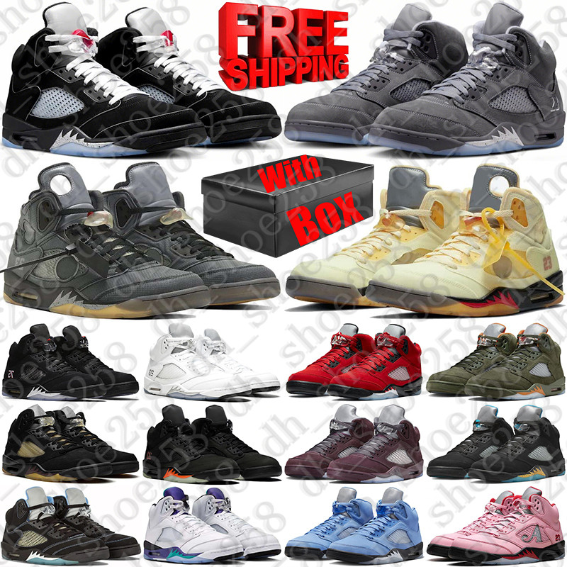 Free Shipping With Box Designer Basketball 5 5s Shoes matalic Wolf Grey sneakers for Black Metallic mens Anthracite Grape Fire Red pink trainers
