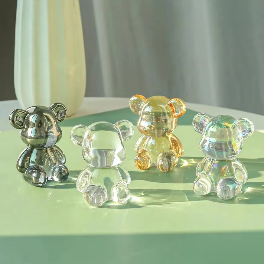Color Crystal Cute Bear Figurines Collectible Paperweight Art Glass Animal Ornament Table Home Decor Gift for Woman 260202 - view 5