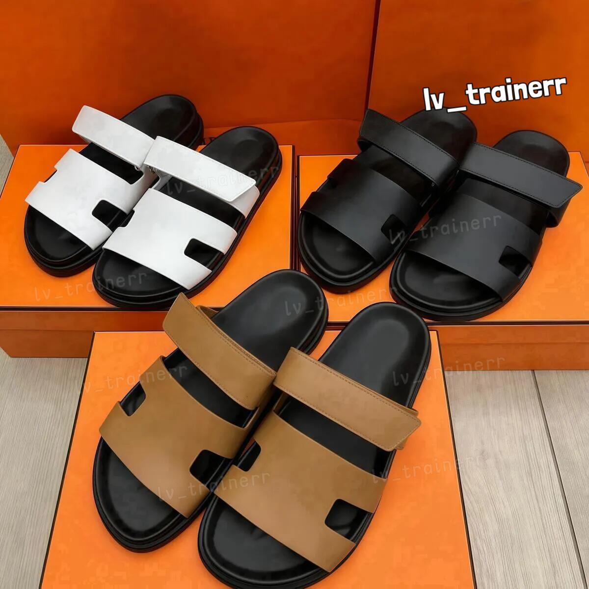 Chypre sandals Designer sandals Best Quality Sliders Outwear Leisure Vacation beach flat bottom Slipper Genuine Leather Slippers for Parties Women Men