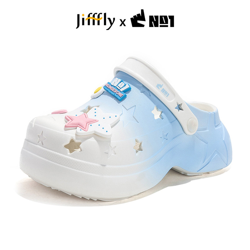 Jifffly 2026 new designer star hole shoes for women and men thick soled outdoor height increasing non slip slippers