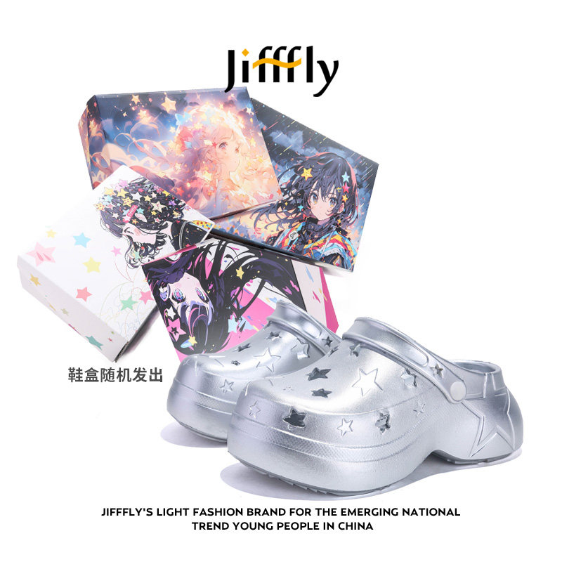 Jifffly star hole designer shoes for women 2026 new summer outdoor thick soled height increasing slippers for men