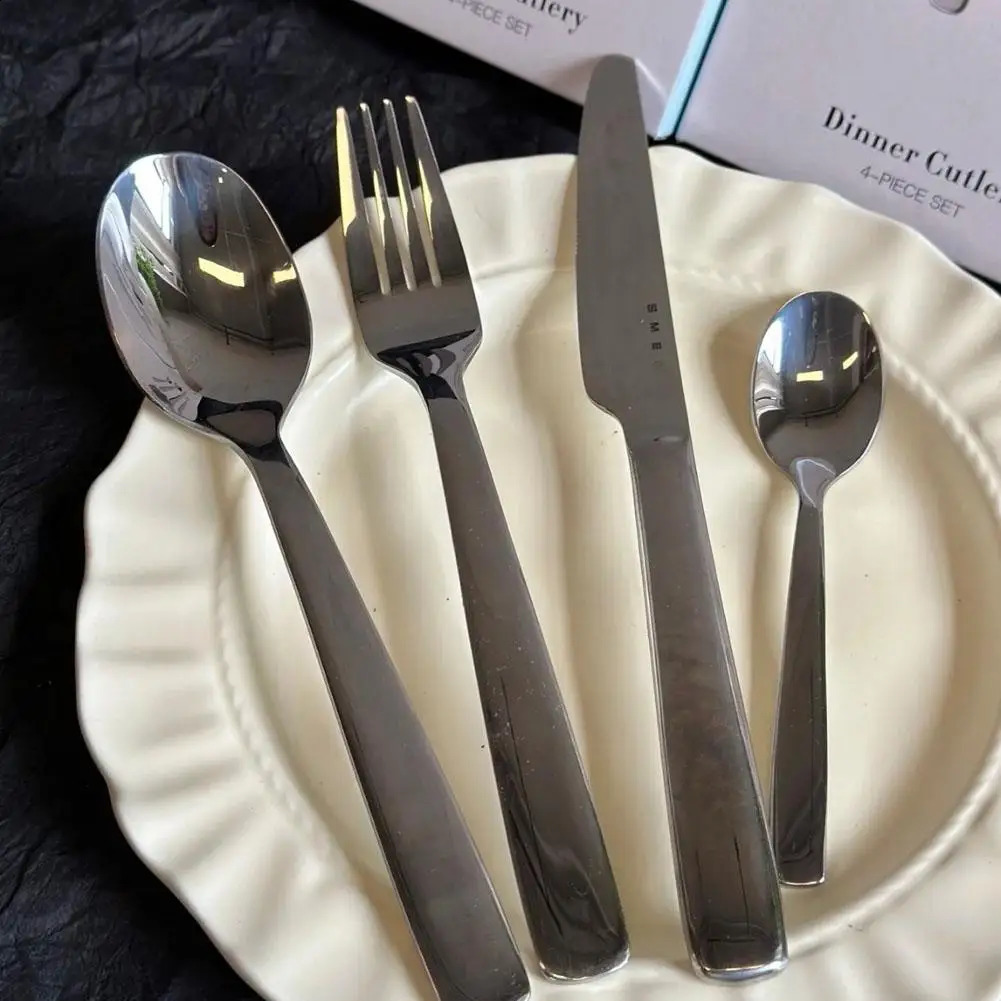 4 pcs Western tableware fork spoon stainless steel polishing set gift giveaway kitchen 260122