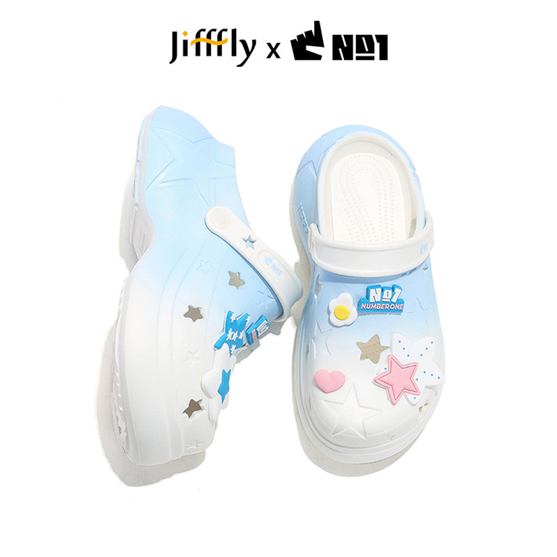 Jifffly 2026 new designer star hole shoes for women and men thick soled outdoor height increasing non slip slippers