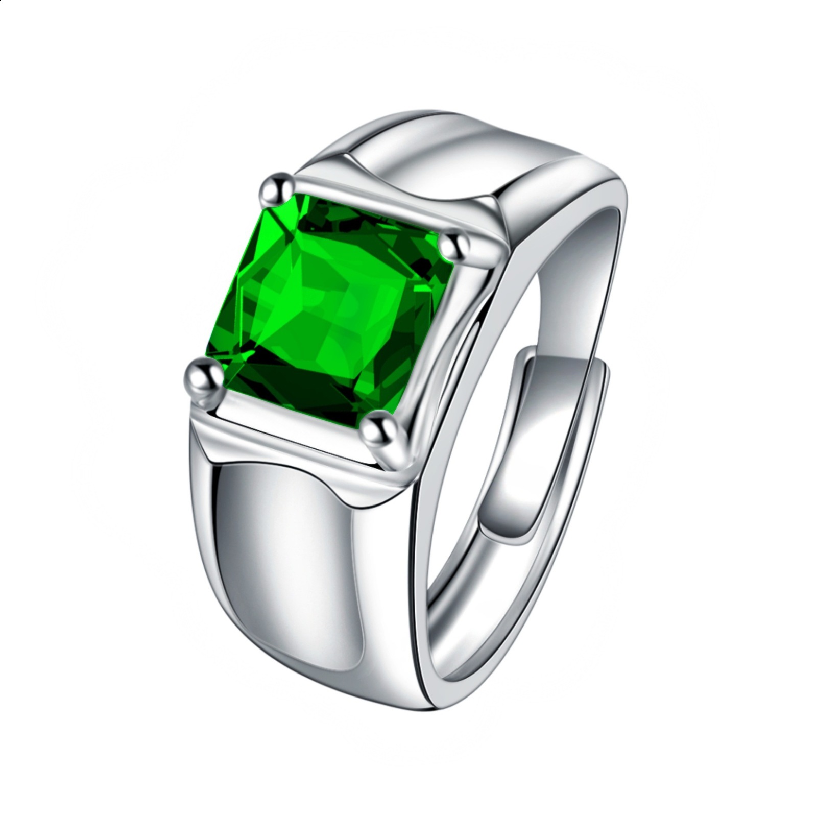 Kalamei bluegreenred stone mens ring colorful gemstone crystal ring simple and bold ring adorned with tanzanite blue corundum CJ191230