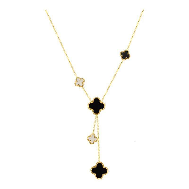 Clover Necklace for Women Full Titanium Steel Tassel Pendant European American Style Elegant High End Fashion Jewelry Free Shipping