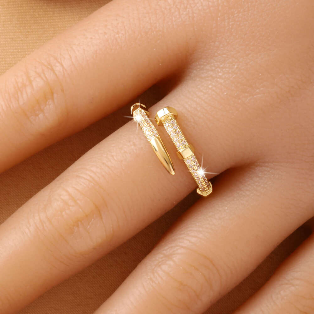 Nail Ring Niche High-End Zircon Inlaid Bracelet Daily Versatile Adjustable Ring