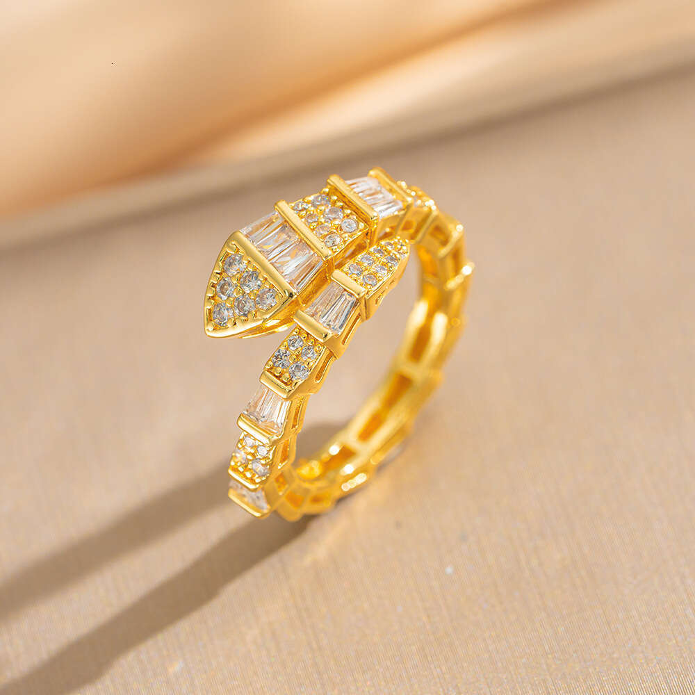 Minimalist Style Zircon Snake Niche High-End Design Index Finger Ring New Versatile Jewelry For Women