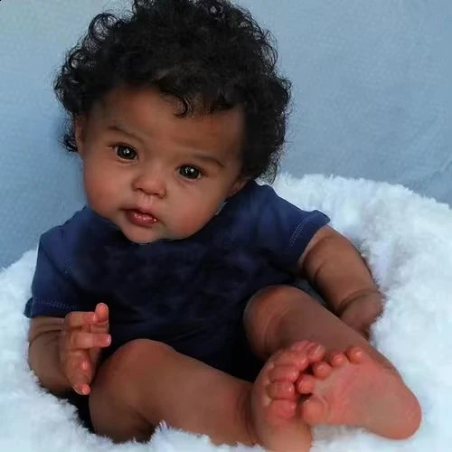 20 Inch African American Doll Raven Dark Skin Reborn Baby Doll Finished born With Rooted Hair Handmade Toy For Gift 260209BJ