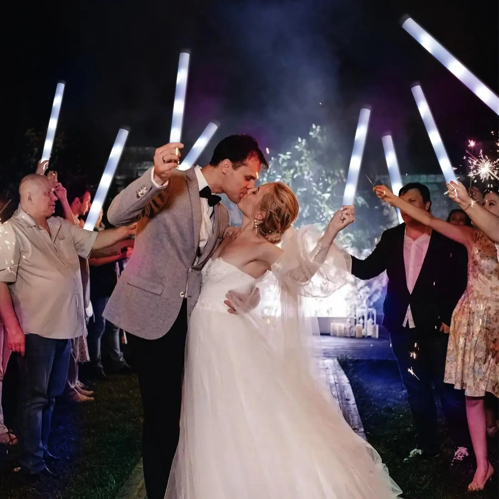 LED Foam Sticks Light Up Batons Glow Fiber Optic Wands Tube Led Flashing Stick for Wedding Raves Concert 260207