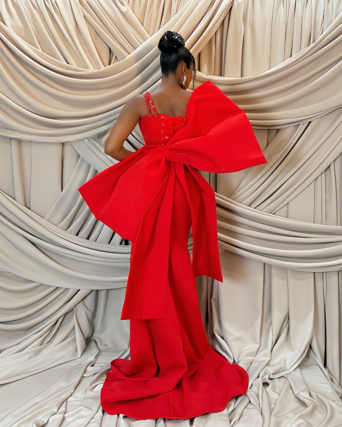2026 Red Africa Aso Ebi Mermaid Prom Dress Beaded Crystals High Split Satin Bow Promdress Evening Formal Party Second Reception Birthday Engagement Go - view 4