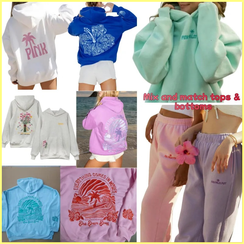 Pink Palm Hoodies Designer Womens Pink Hoodie For Woman Embroidered Hooded Hoody Sweatshirt Streetwear Hoodies Hooded Jumper Dandy Hoodie 36I 7F