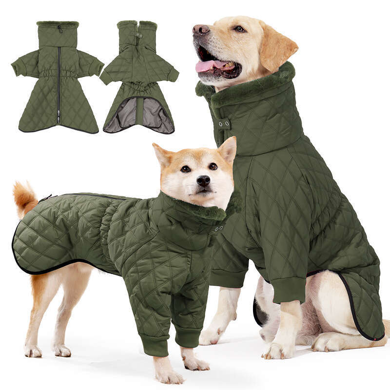 Famous brand Cross border best selling new winter clothes high neck double legged windproof warm cotton coat British style gentleman dog clothing pupa