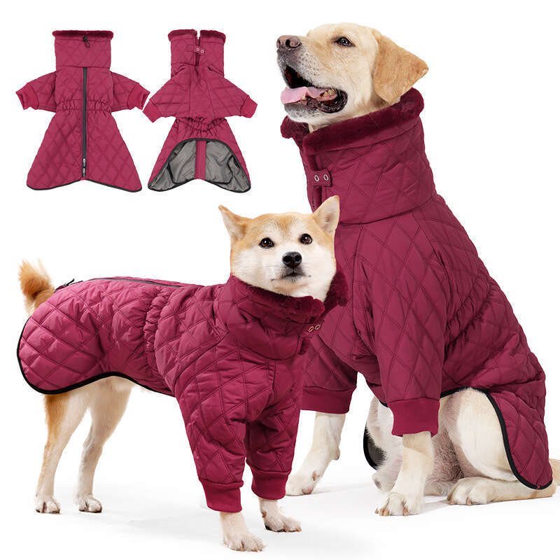 Famous brand Cross border best selling new winter clothes high neck double legged windproof warm cotton coat British style gentleman dog clothing pupa
