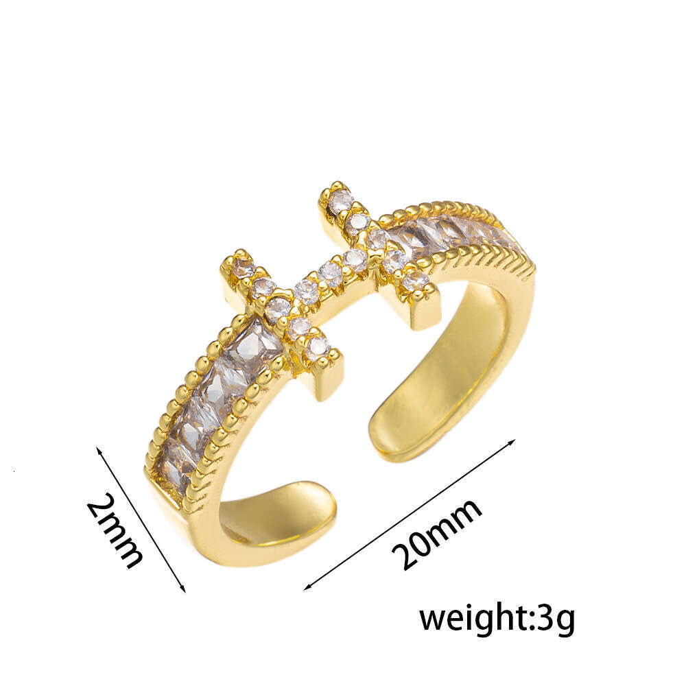 Full Diamond H Wedding Adjustable Open Ring Simple Hand Jewelry Couple Rings