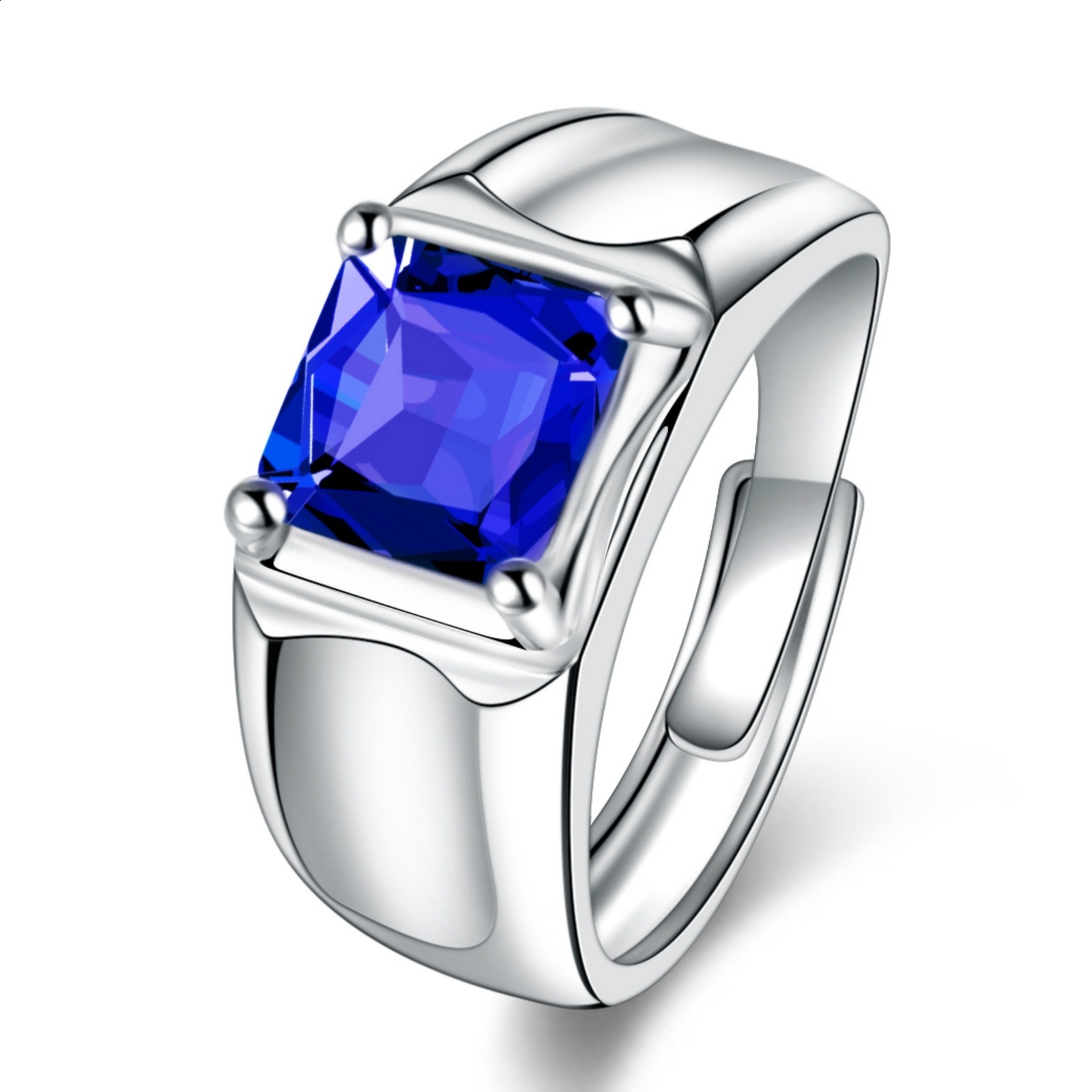 Kalamei bluegreenred stone mens ring colorful gemstone crystal ring simple and bold ring adorned with tanzanite blue corundum CJ191230