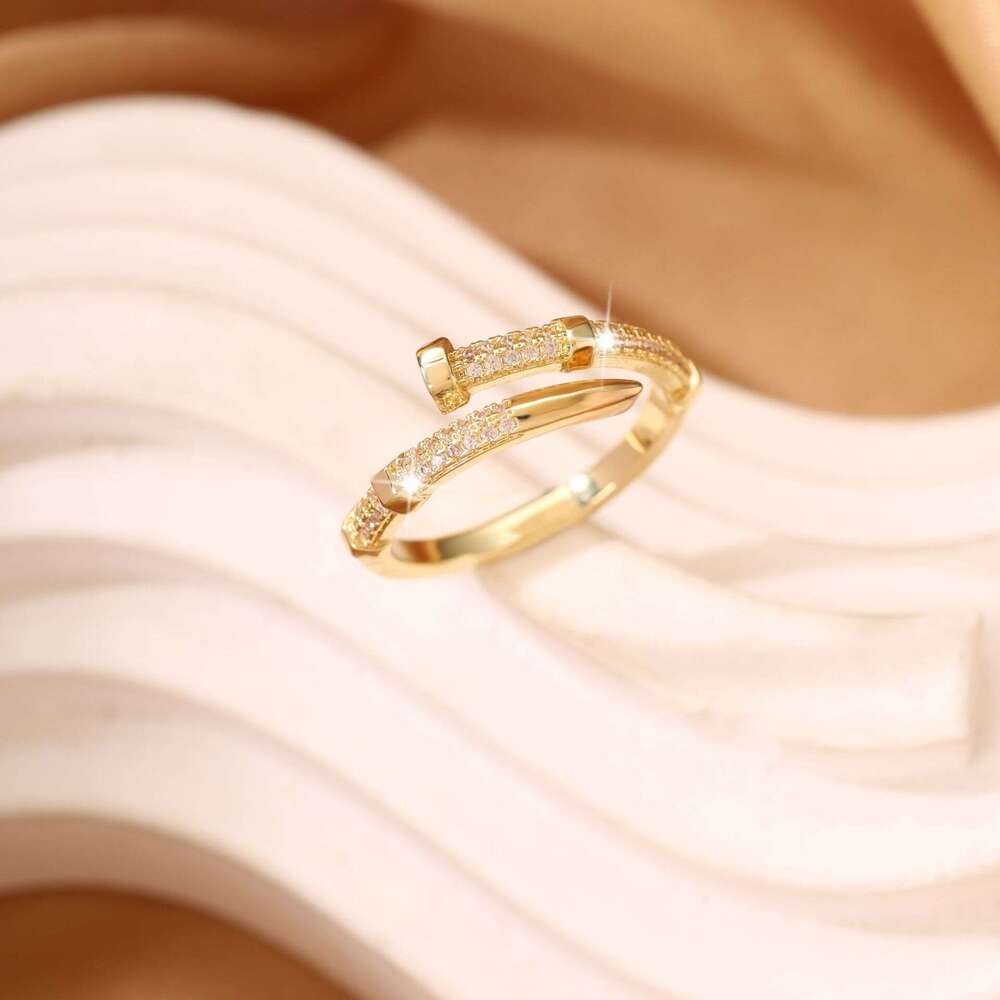 Nail Ring Niche High-End Zircon Inlaid Bracelet Daily Versatile Adjustable Ring