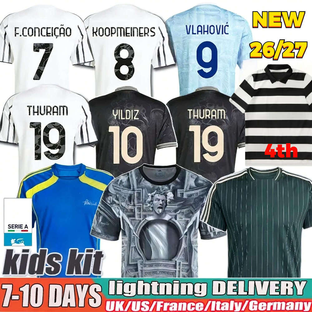 Juventues Jersey 25 26 27 YILDIZ THURAM Maglia Juve Football Shirt Tops Soccer Jerseys 2025 2026 OPENDA BREMER F.CONCEICAO E.ZHEGROVA VLAHOVIC Men Kit KIDS Del Piero