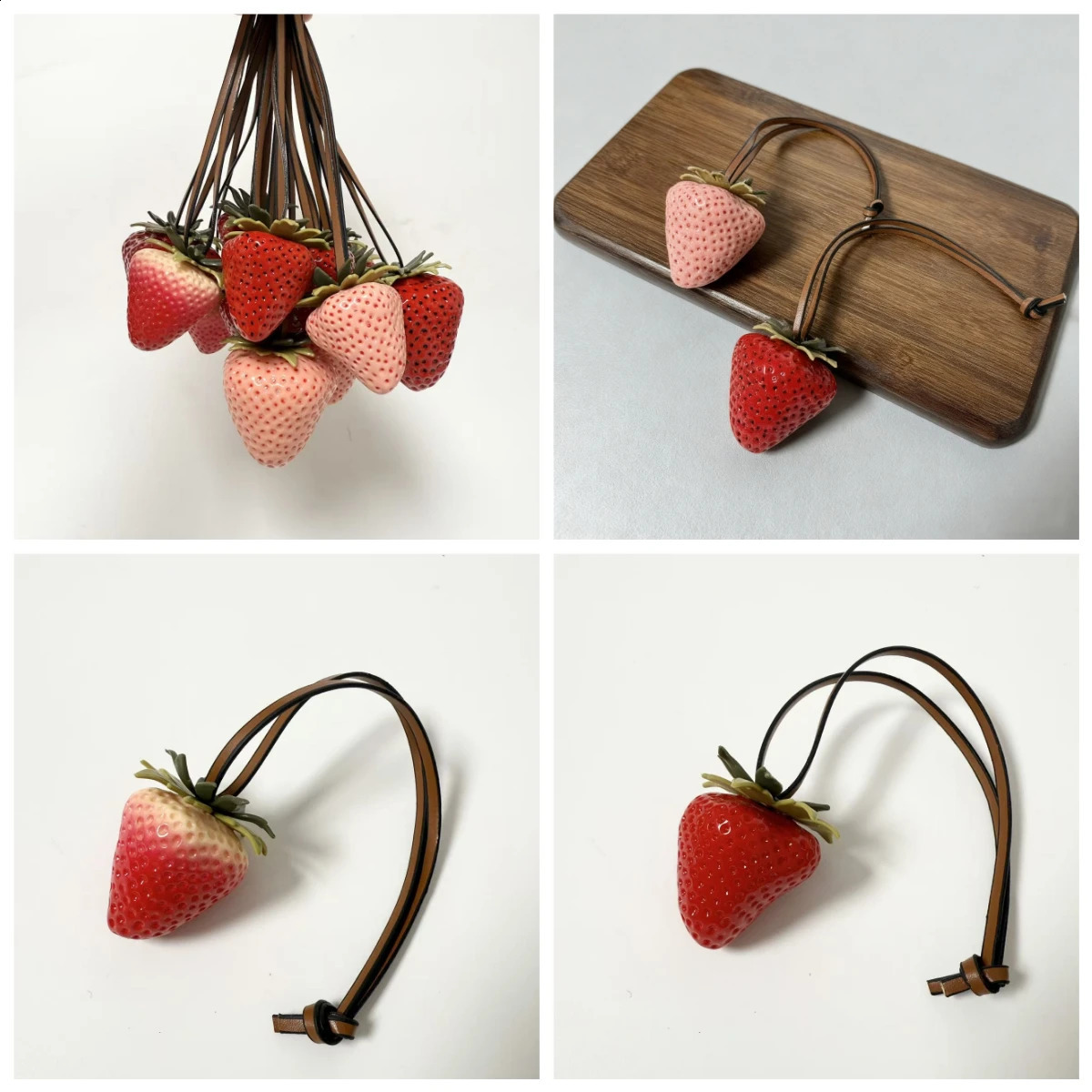 3D resin strawberry bag charm Christmas cute keychain pendant for phone lanyard bag accessories jewelry bag accessories 260202