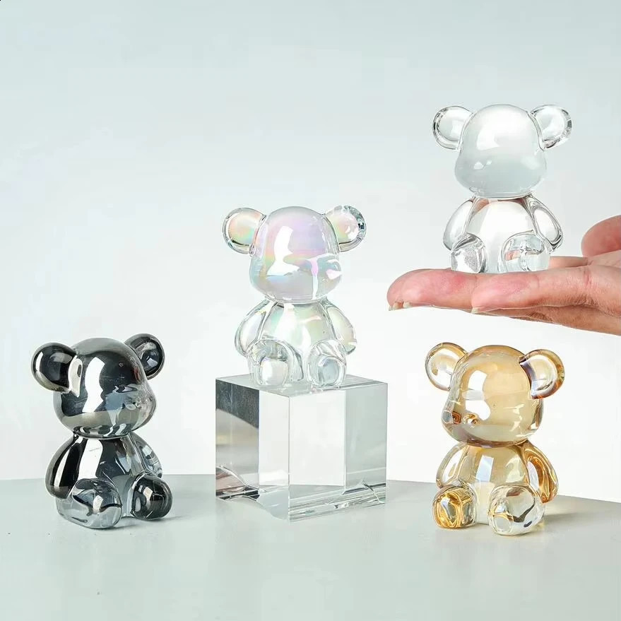 Color Crystal Cute Bear Figurines Collectible Paperweight Art Glass Animal Ornament Table Home Decor Gift for Woman 260202 - view 4
