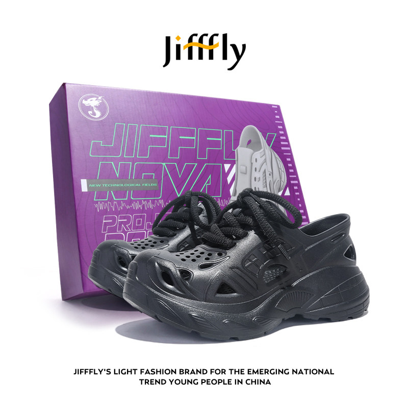 Jifffly 2026 new summer hole designer shoes for men breathable thick soled height increasing non slip indoor and outdoor beach sandals