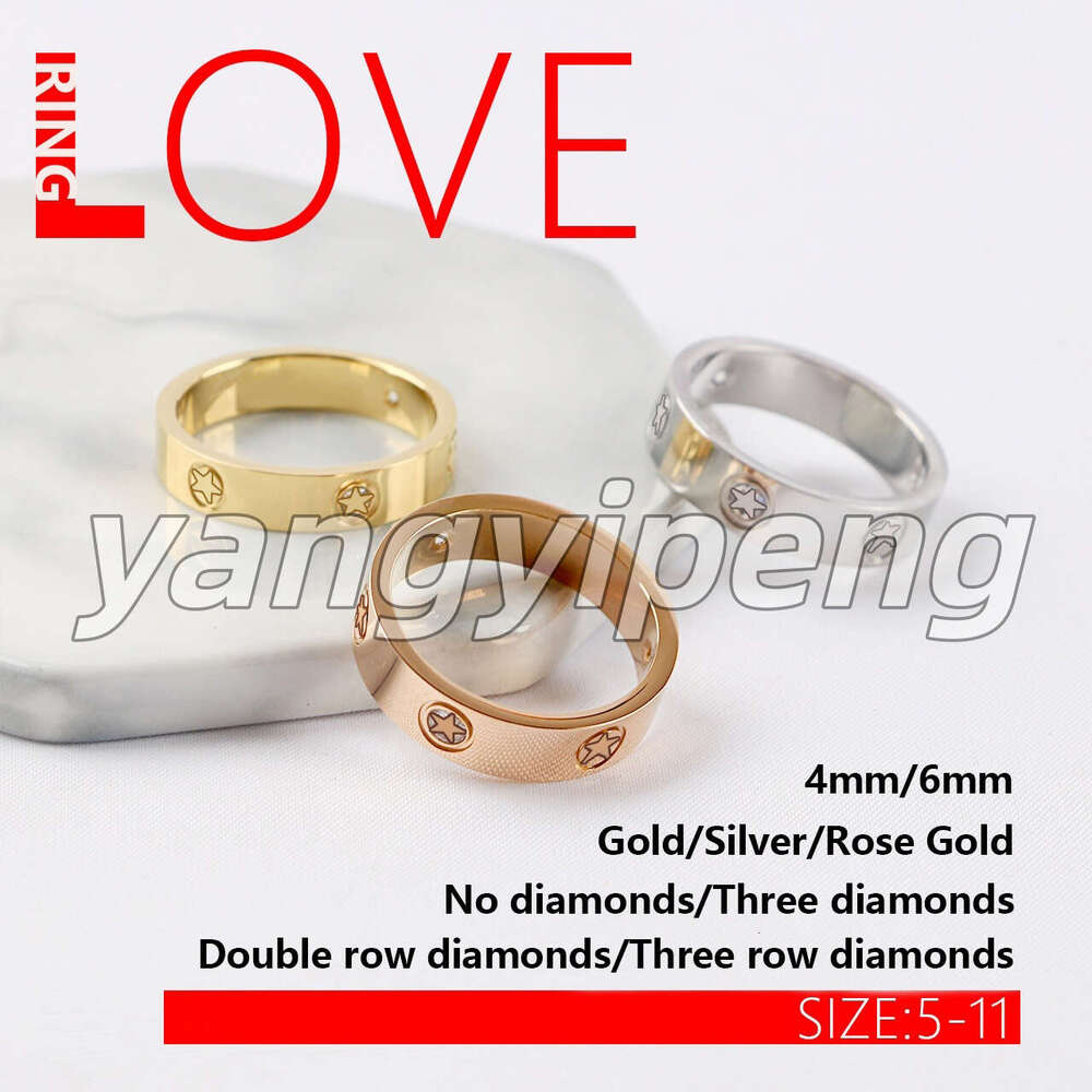 Luxury designer ring classic for women mens rings Fashion love ring diamond Titanium steel Alloy Gold-Plated Never fade Not allergic