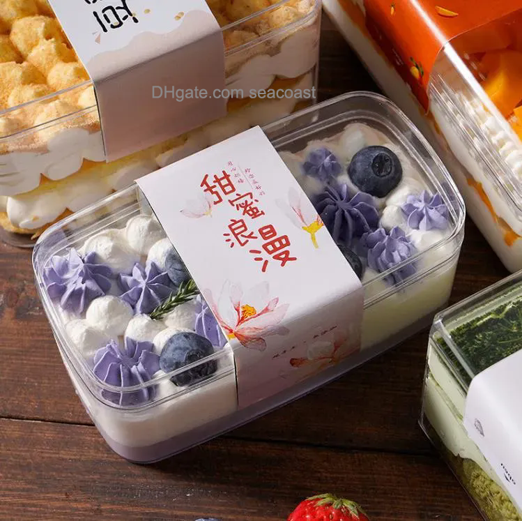 wholesale Square Oval Transparent Cake Box Disposable Clear Mousse Cake-Cheese Tiramisu Dessert Baking Biscuits Food Grade Plastic Packaging Box