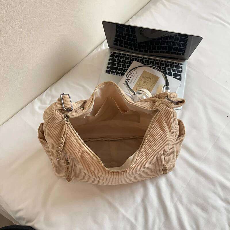 2025 Nnew Fashion Corduroy Shoulder Bags Large Capacity Women's Crossbody Bag Soft Casual Tote Handbag for Travel Work Daily Use Z260224