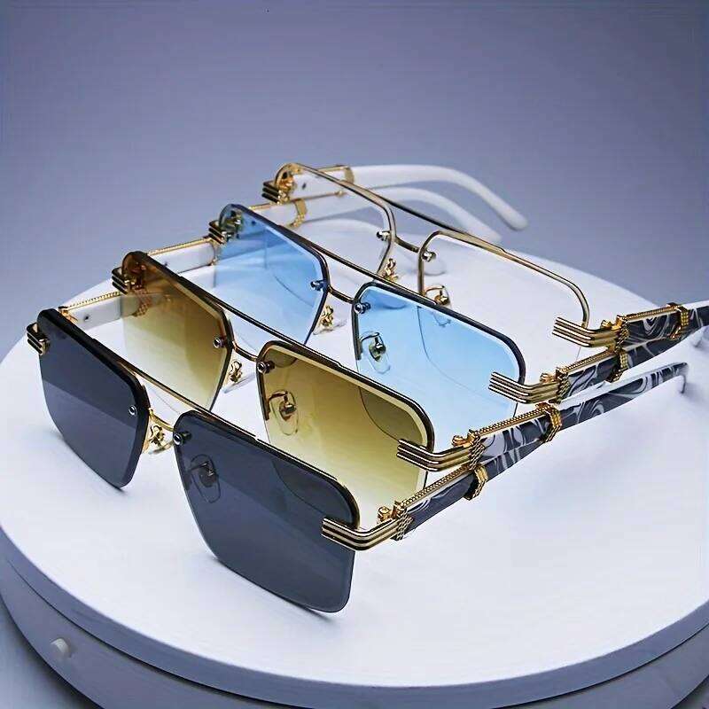 Fashion Rimless Sunglasses Men Women Populare Frameless Sun Glasses Male Female Classic Small Square Summer Traveling Shades 26W0224