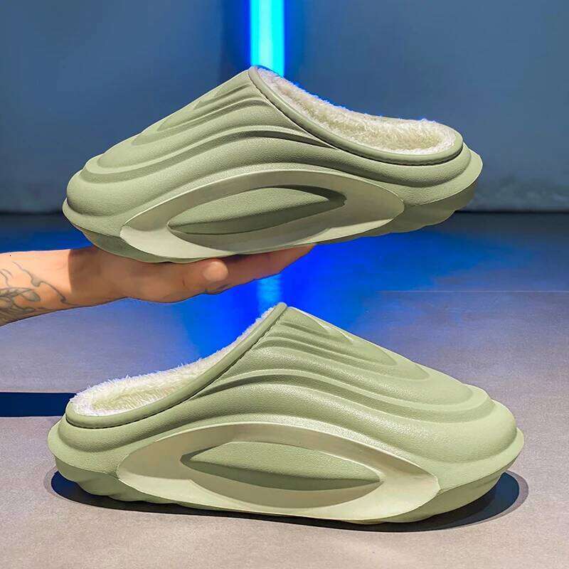 MAEDEF House Slippers for Men Winter Warm Indoor Outdoor Anti-Skid Comfortable Thermal Footwear with Plush Lining Women Shoes