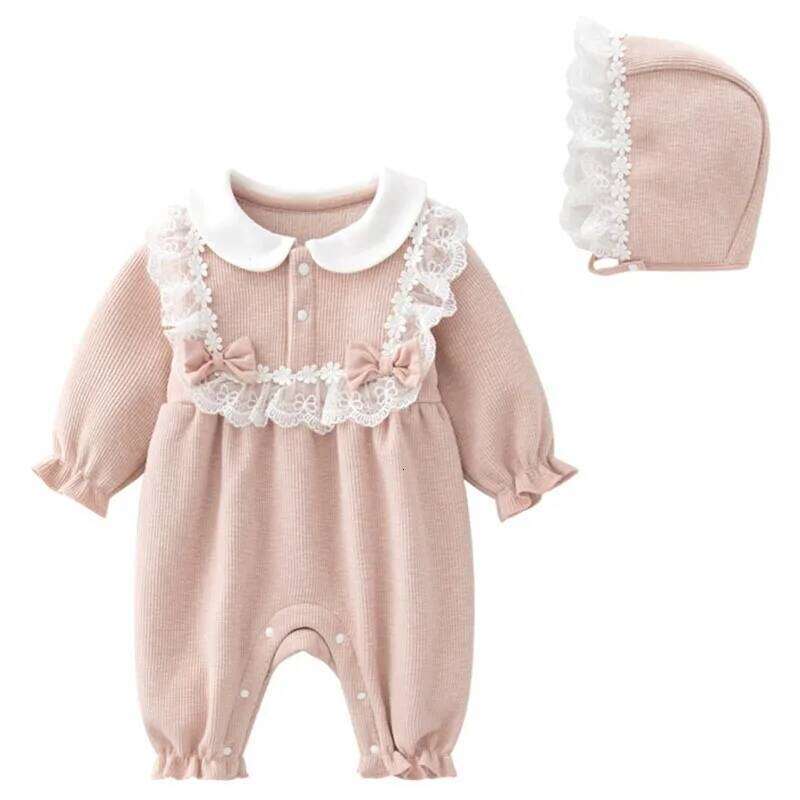 2Piece Sets Spring Autumn Toddler Girl Clothes Korean Cute Bow Lace Long sleeve Jumpsuits Baby Newborn Items Infant Costume B246 26H0224