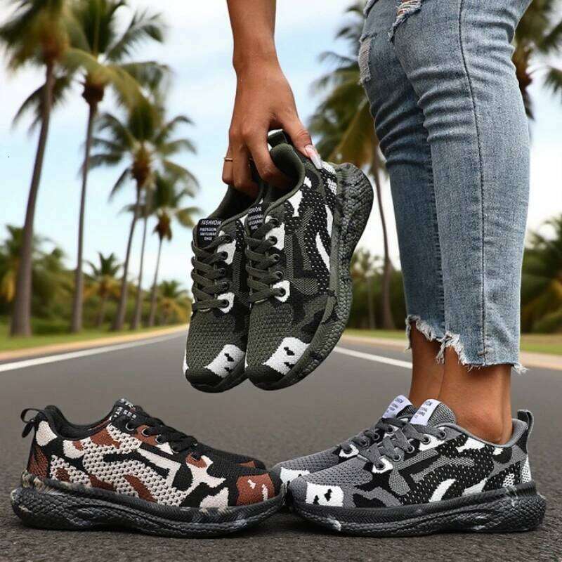 Mesh Camouflage Women's Anti Slip Wear-resistant Casual Outdoor Hiking Breathable Camping Shoes Sneakers Women