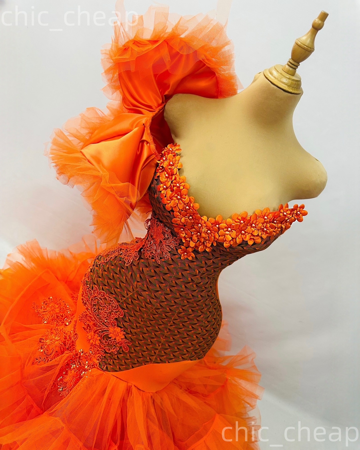 Aso Ebi Orange Mermaid Prom Dresses 2026 One Shoulder Flowers Applique Evening Formal Party Second Birthday Engagement Gowns Dress For Special Occasio