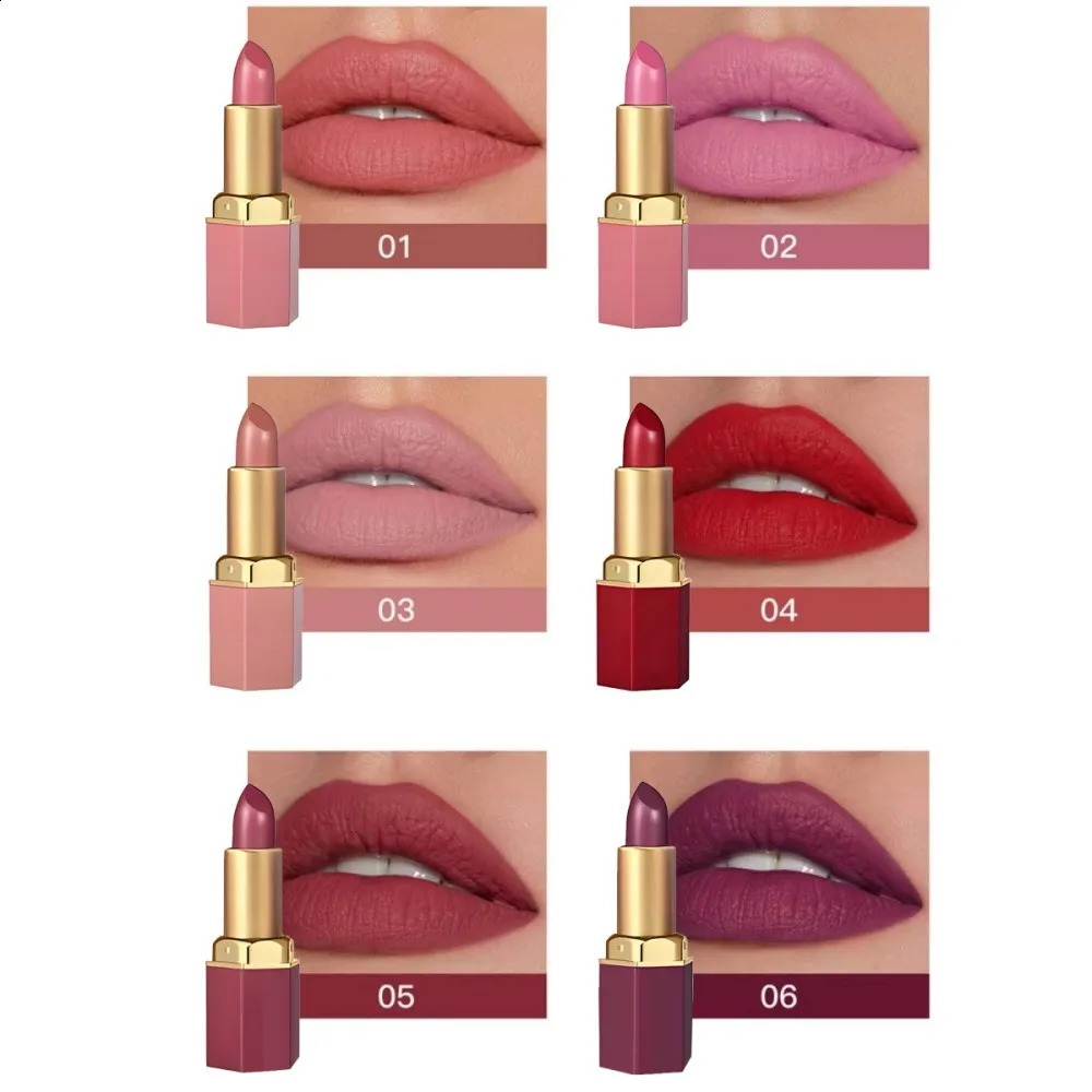6-Color Matte Lipstick Set Non- Non-Stick Cup Long-Lasting Velvet Finish Smooth Matte Lip Color Waterproof Smudge-proof 260130