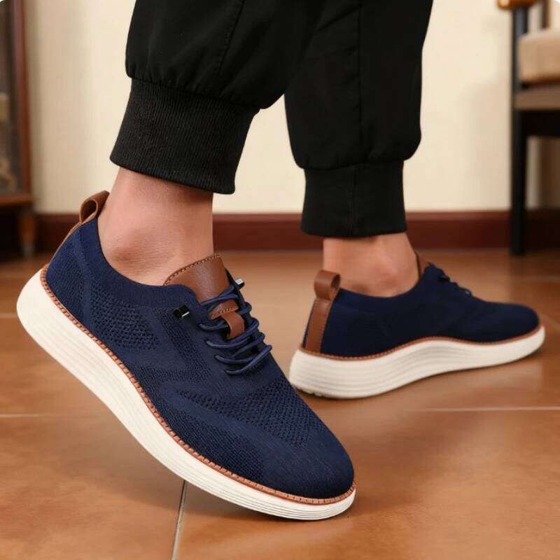 Casual Walking Breathable Mesh Knit Sneakers Hot Selling Bestselle Lightweight Non-slip Flat Lace Up Running Shoes Men