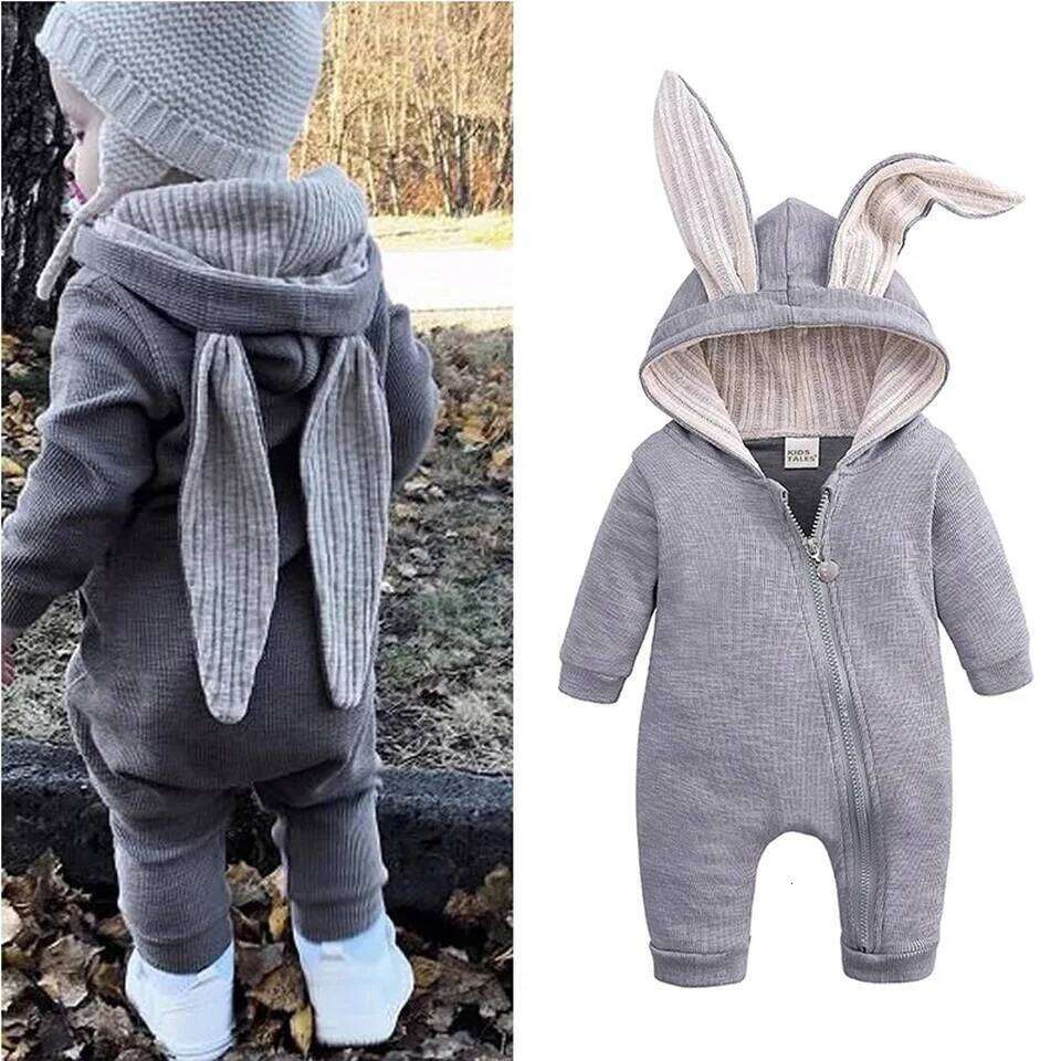 Adorable Jumpsuit Infant Bunny Romper for Baby Girl Boy Newborn Cotton One-Piece Bodysuit with Long Sleeves Casual Cute Playsuit 26H0224