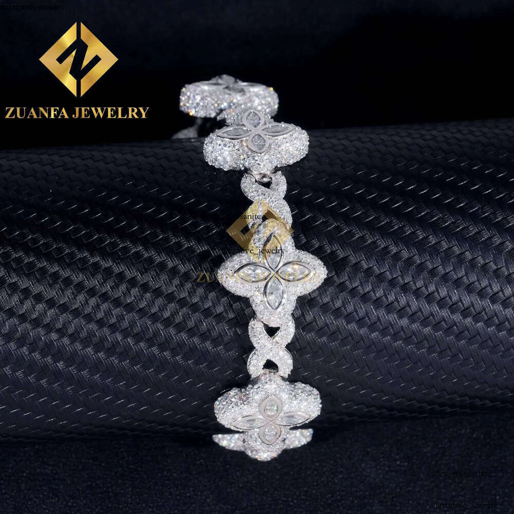 Fine Jewelry Luxury Flower New Fashion Clover Bracelets Sterling Silver 925 Gold Plated Moissanite Cuban Chains 5e lry - view 6