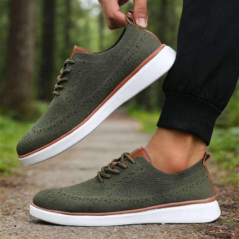 New Men's Mesh Sneakers Casual Versatile Knit Lightweight Comfortable Sole Walking Breathable Non-Slip Running Shoes
