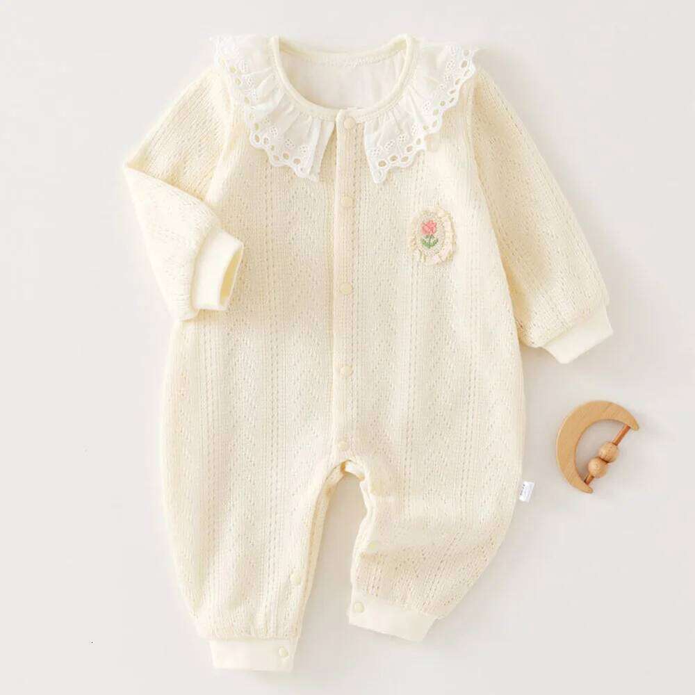 Rompers Girl Long Sleeve Autumn Winter Knitted Peter Pan Collar 1st Birthday Princess Baby Jumpsuit Christmas Infant Cloth 26H0224