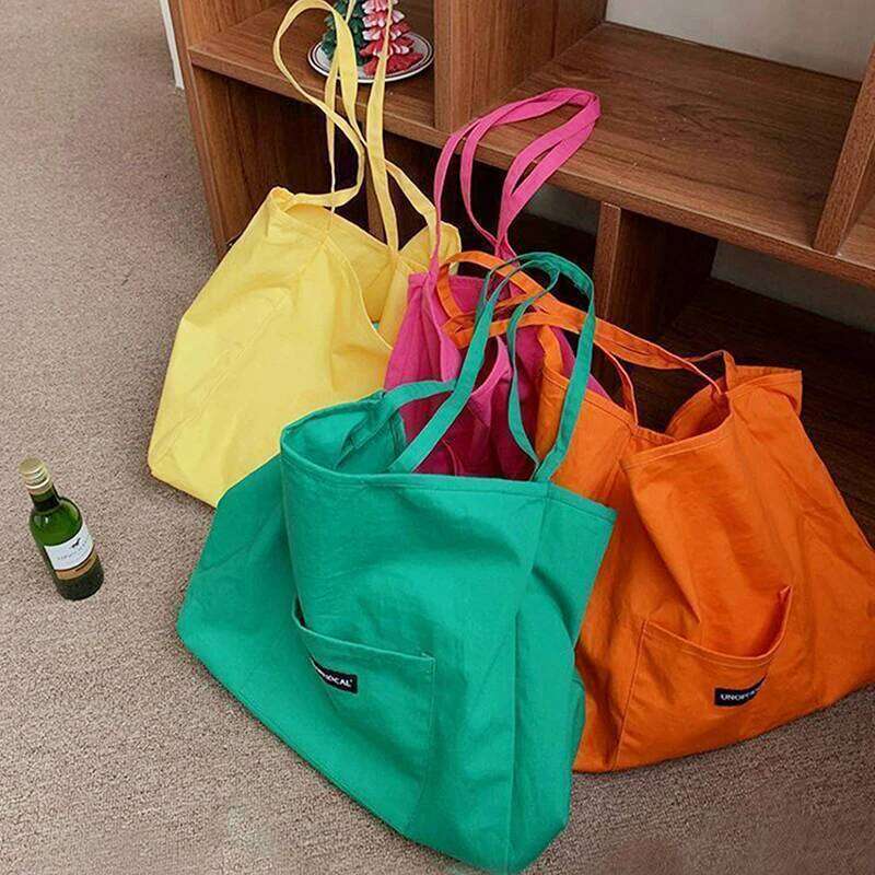 Korean style Canvas Tote Bags For Women Large Capacity Handbag Casual Shoulder Shopping Bag Gilr Purse Z260224