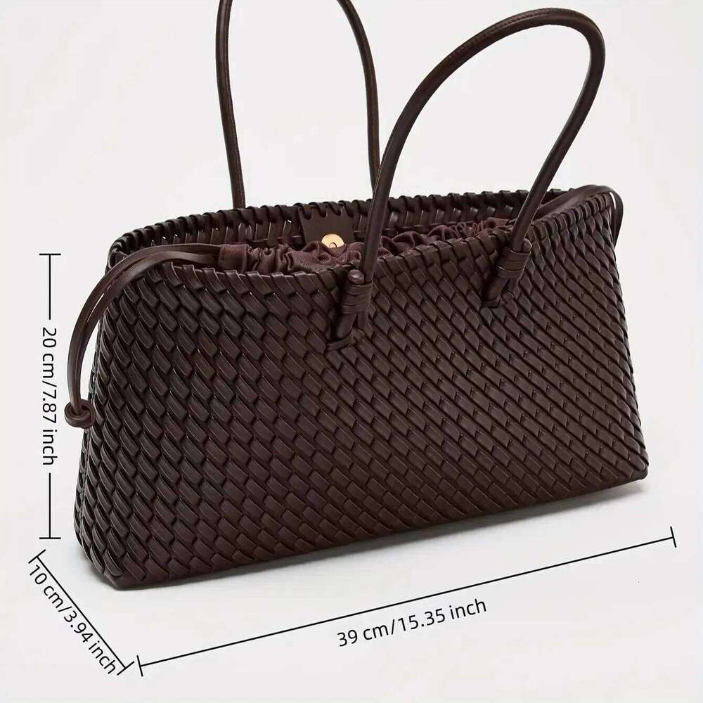 Light Luxury Woven Tote Shopping Women's Large-Capacity Commuter Underarm | Extended Version of the Portable Work Bag Z260224