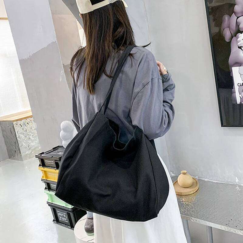 Casual Large Capacity Canvas Shopper Totes High Quality Eco Reusable Grocery Handbag For Women Travel Shoulder Bags Daily Pouch Z260224