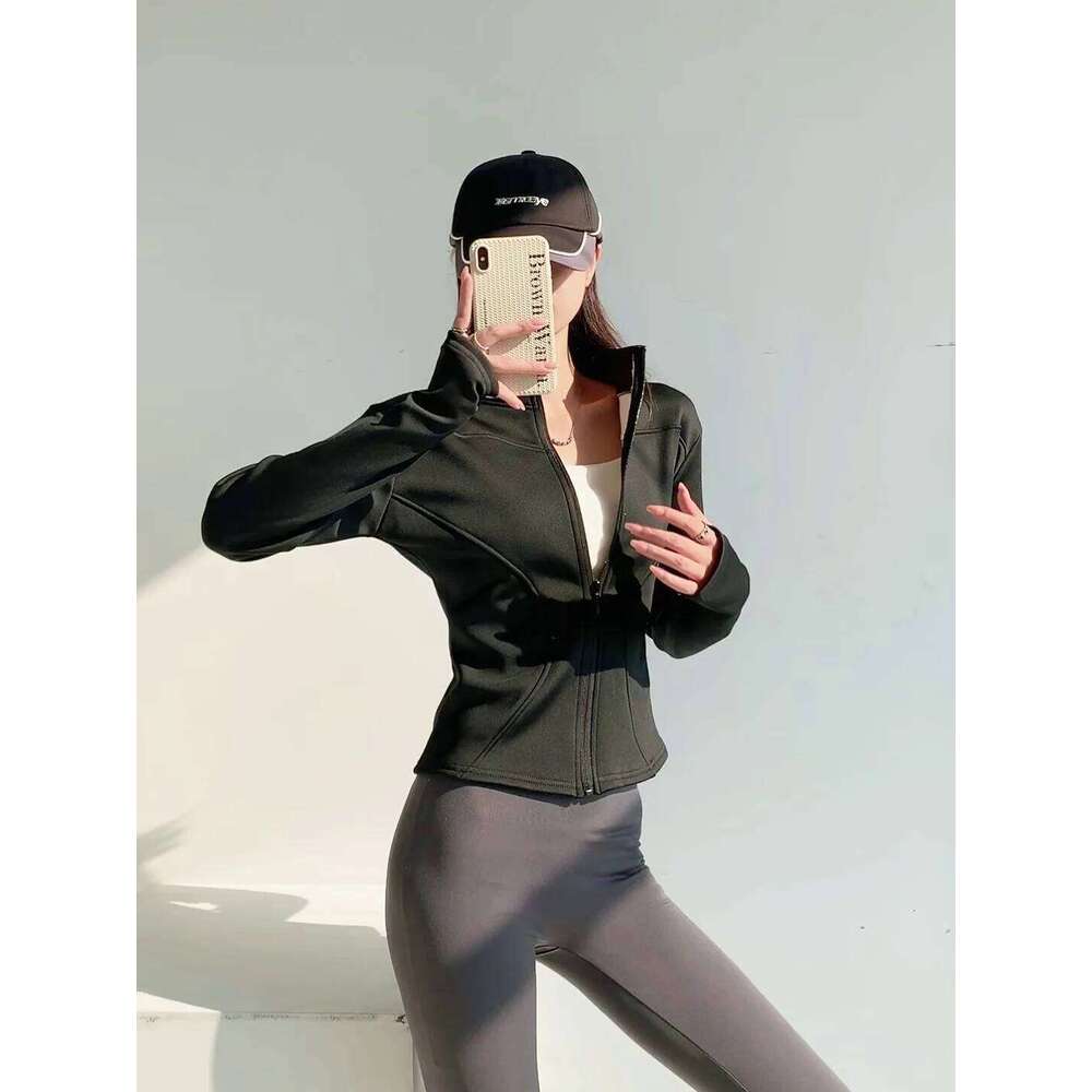slim fit long sleeves full-zipper fleece warm winter thick coat outer wear women gym fitness yoga tops 26Y0224