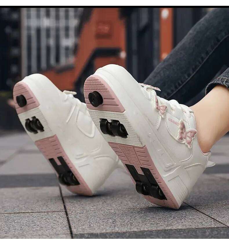 New 4-wheel with brakes and butterfly patterns Children's outdoor walking shoes kids sneakers 26W0224