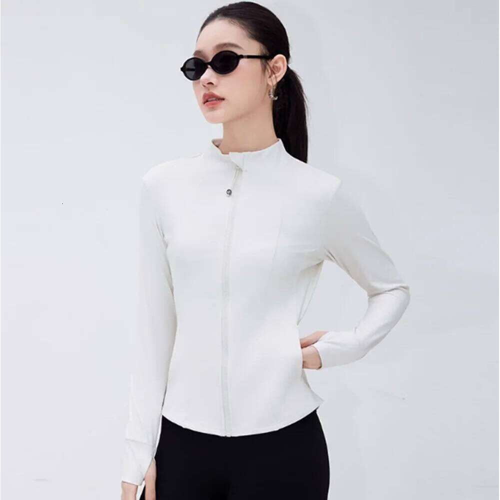 Women's Naked Feeling Workout Slim Fit Zip Up Long Sleeve Running Top for Yoga Training 26Y0224