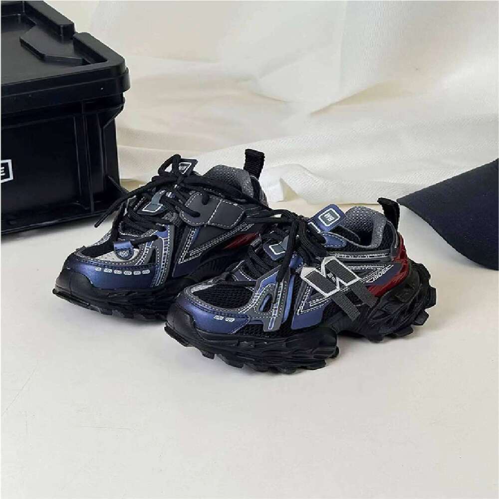 Thick-soled Children's Sports Autumn Leather Fashion Girl's Running Boys' Casual Lace-up Soft Sole Kids Shoes 26W0224