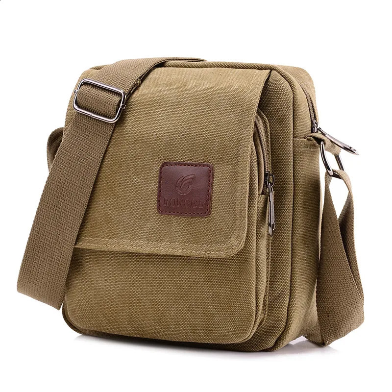 Casual crossbody bag mens retro canvas crossbody bag suitable for going out and daily commuting shoulder bag 260202