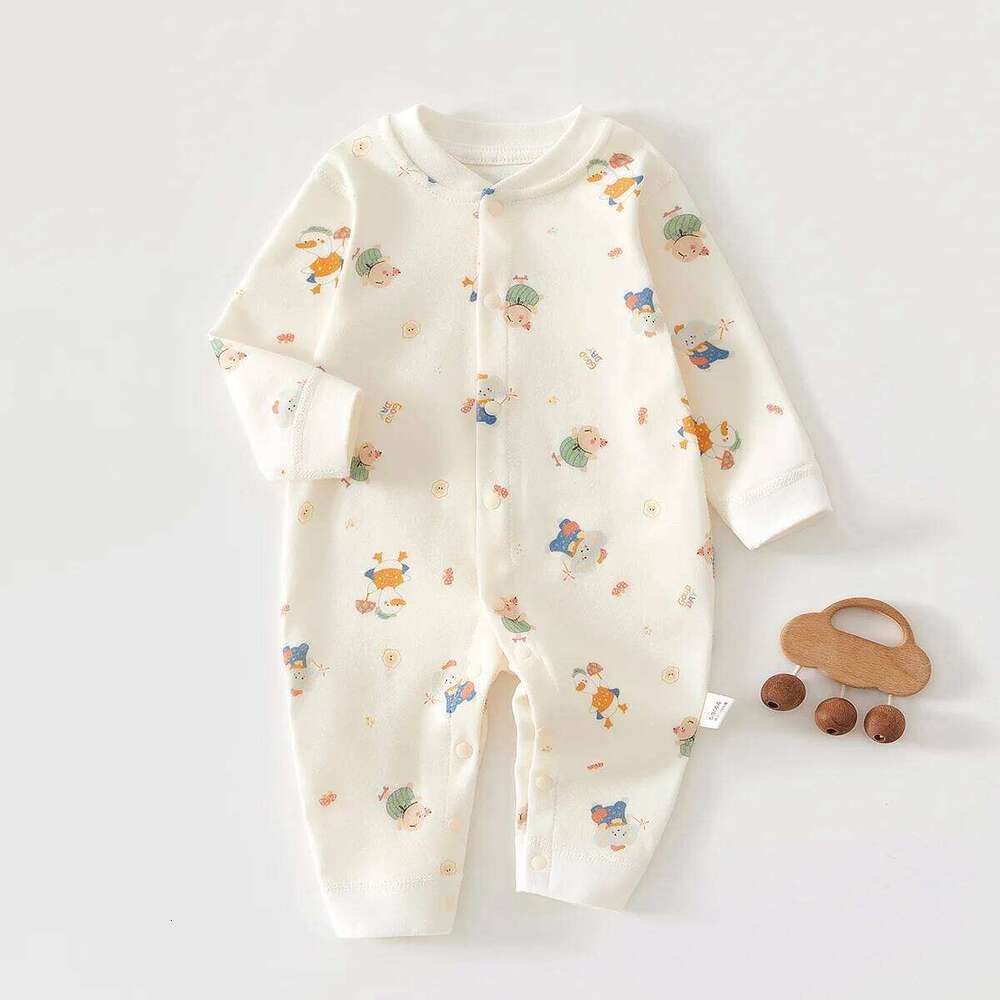 0-18M Baby Pure Cotton Onesie All Seasons Long Sleeve Crawling Suit for Boys Girls Spring and Autumn Outwear Base Layer 26H0224